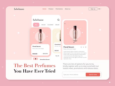 New Product Release Landing Page branding dailyui design figma heropage illustration landingpage perfume photoshop ui uiux