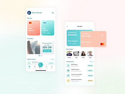 Banking App UI banking bankingapp branding dailyui design figma financialapp glassmorphism illustration illustrator softui ui uiapp uiux