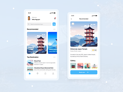 Travel app UI dailyui design figma illustration illustrator japan japantravel travel travelapp travelappui ui uiapp uiux