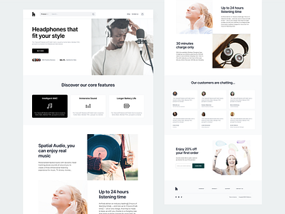 Headphone - Landing Page Concept branding dailyui design figma headphone headphoneweb illustration illustrator logo ui uiux vector web webdesign websiteui websiteuiux webuiux