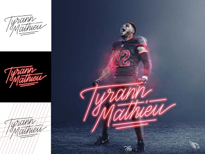 Tyrann Mathieu Neon Calligraphy calligraphy coreldraw design photoshop typography vector