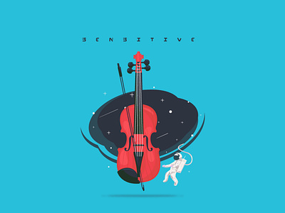 sensitive astronaut earth flatdesign illustration space violin