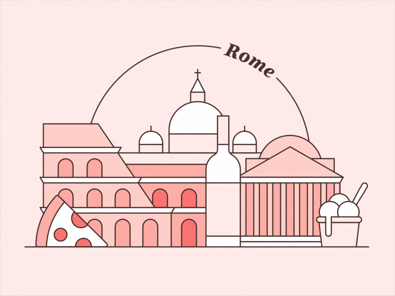 Wish I Were Here - Rome after effects animation cute design gif illustration italy motion design motion graphics rome travel