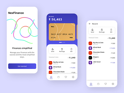 NexFinance App Concept app branding design expense expense tracker finance illustration logo minimal mobile mobile wallet payment typography ui ux vector wallet