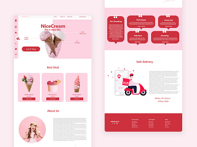 IceCream Branding Website - UI adobe adobe xd creative creative website design graphic design icecream website icecream website ui pink ui website ui