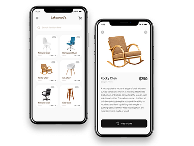 Furniture App dashboard furniture app furniture store greyscale minimalist mobile design ui