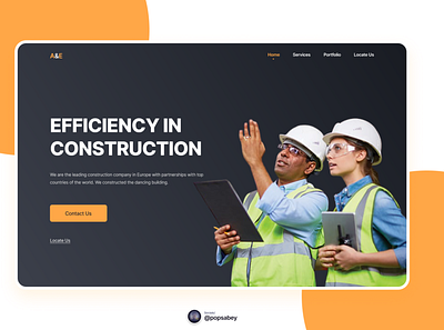 Construction hero section concept construction design landing page minimalist nft user experience web