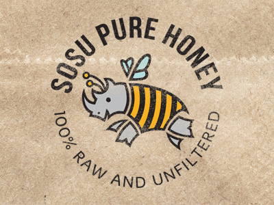 Sosu Honey bee food honey identity logo rhino