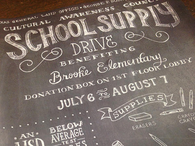 School Supply Drive chalk chalkboard charity donate education hand lettering illustration lettering school supplies