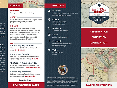 Save Texas History Brochure brochure digitization education historical history maps non profit preservation texas