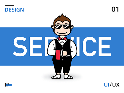 Professional service IP image branding design face flat illustration linear typography 专业 动物 帅气 服务 潮流 猴子