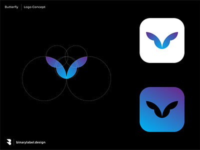 Butterfly Logo Concept binarylabel branding business logo butterfly butterfly logo cool colors design gradient gradient color icon illustrator logo minimal vector