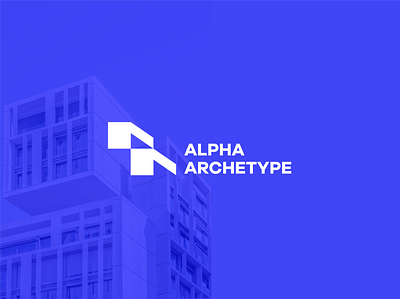 Alpha Archetype concept adobe illustrator architect architecture design binarylabel blue branding building logo buildings design engineer flat graphic designer logo logo design minimal shapes type vector white