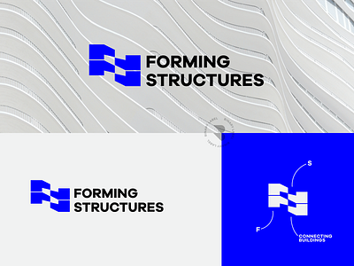 Forming Structures Concept abstract adobe illustrator alphabet architect architecture black and white blue brand design building business clean creative design geometric graphic design logo logodesigner minimal stairs type
