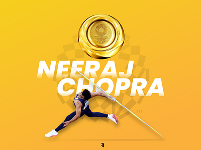 Neeraj Chopra's Golden Victory creative design design gold medal india minimal neeraj chopra olympic social media social media design tokyo 2020