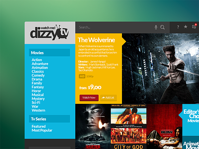 dizzyTV movie app app console mobile movie movie app smart tv tablet ui