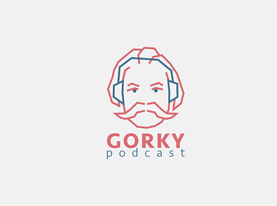 Gorky Podcast design face face logo head headphones logo logo design logodesign logos logotype minimal podcast podcast logo vector