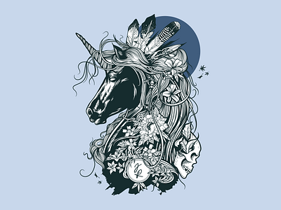 Unicorn horse illustration keys magic skull unicorn