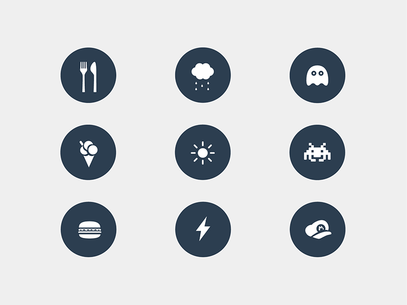 Random icons icon icons illustration design food game weather flat hamburguer free download freebie