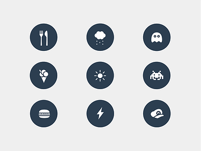 Random icons design download flat food free freebie game hamburguer icon icons illustration weather
