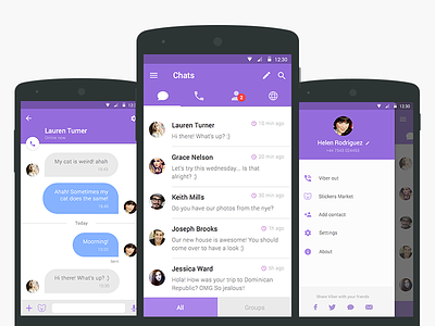 Viber redesign android app design flat google interface material message messaging mobile redesign ui