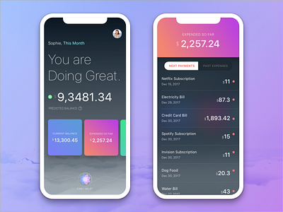 Financial AI App ai app bank banking budgeting dark finance financial fintech ios iphone x ui