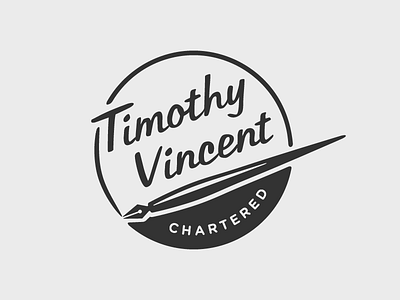 Timothy Vincent Logo black and white circle gotham logo pen rounded script tabitha