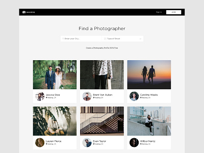 Snappie app application photographer photography platform product search startup ui ux