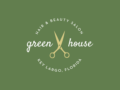 Greenhouse Logo beauty brandon grotesque circle google fonts green hair identity logo salon satisfy scissors script