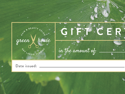 Greenhouse gift certificate branding brandon grotesque gift certificate green identity leaf lines logo nature satisfy
