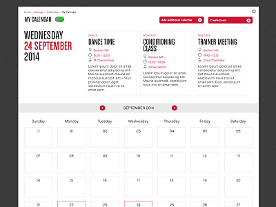 ReebokONE Calendar appointments browser calendar popup reebok schedule ui web web design