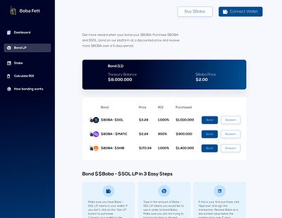 LP Bonding platform crypto cryptocurrency design finance landing page ui nft ui website design