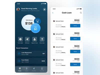 Fintech: Dashboard and Loan page