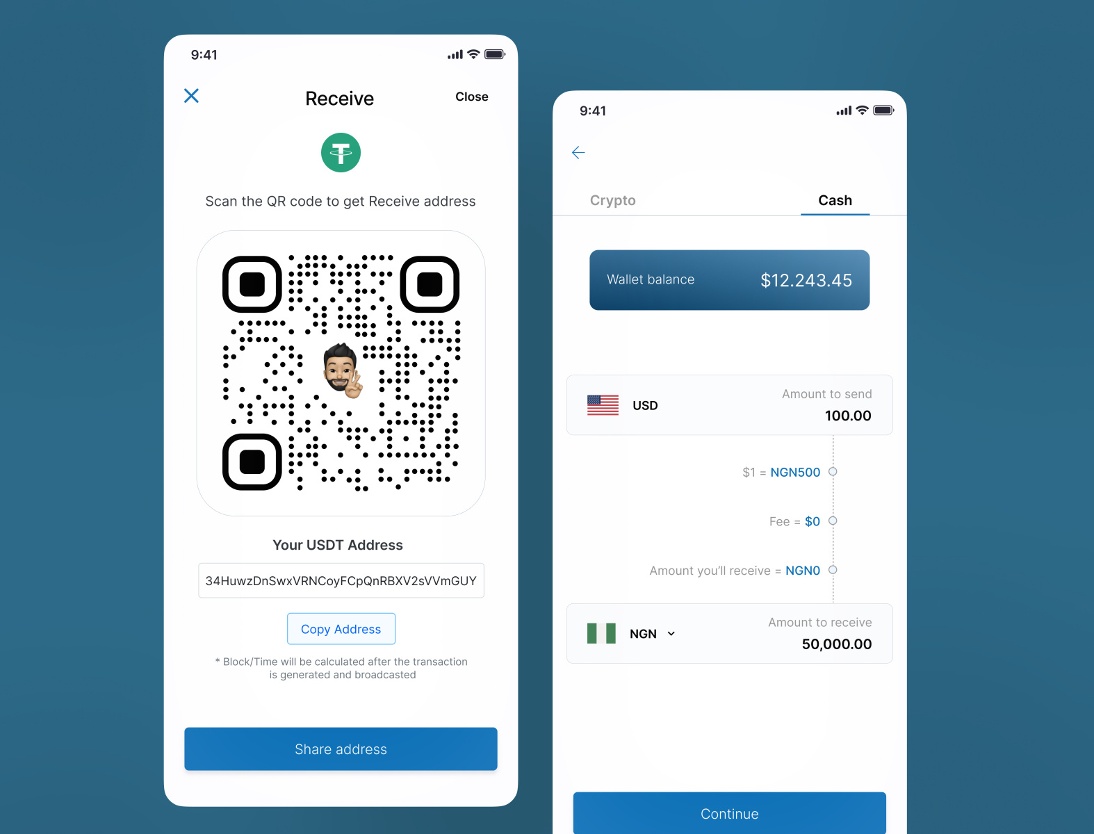 Copy crypto address page by Joseph Kalu on Dribbble