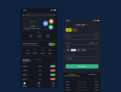 Crypto Exchange Dashboard and Order Book crypto cryptocurrency dashboard finance nft order page ui