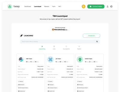 Crypto Launchpad crypto cryptocurrency dapp defi dex finance landing page ui launchpad