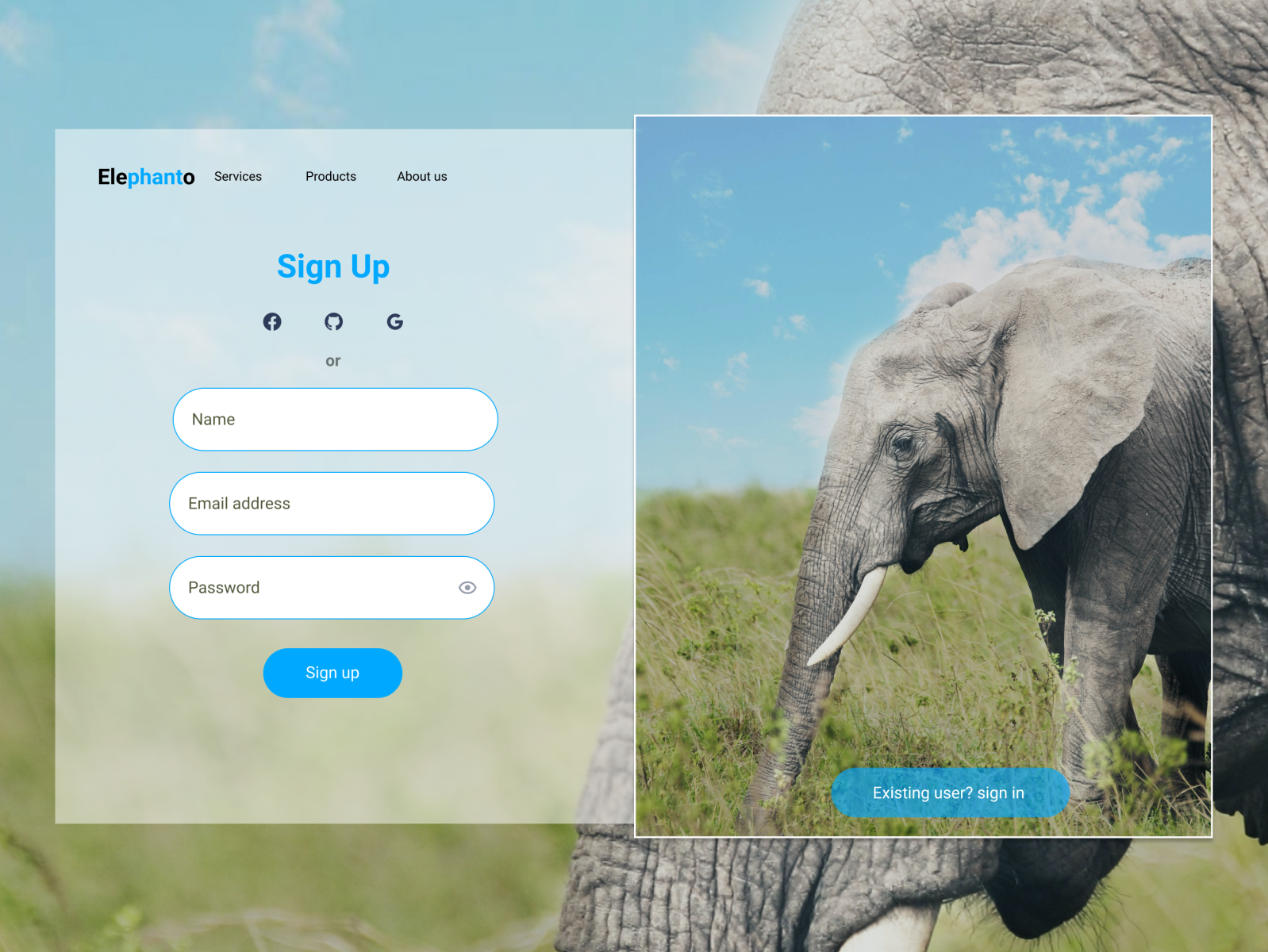 Elephanto Login Page By Manojkumar Muthukumar On Dribbble   Elephanto 