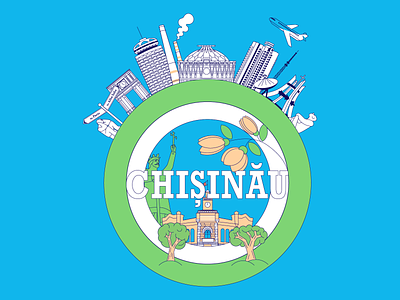 Chisinau art branding chisinau city design flat geometric graphic illustration linework minimal moldova monolinear symbol vector
