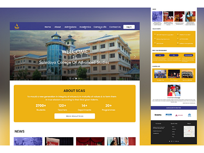 Redesign of S C A S institute.. adobe xd branding college design flat illustration institute landing page logo minimal mobile redesign typography ui ui ux ux web website