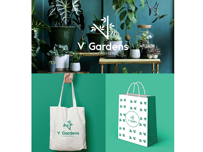 V Gardens Home Nursery branding home nursery illustrator logo pattern