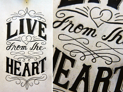 Live From The Heart concept hand drawn inspire lettering sketch tee shirt typography