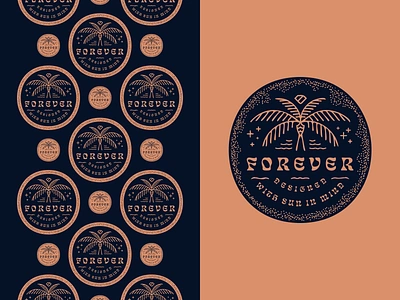 Forever Palm beach brand branding illustration lettering logo palm palm tree surf typography