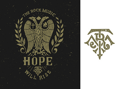 Hope Will Rise designbydiamond eagle hope lettering monogram nicholasdamico rise teeshirt texture therockmusic typography