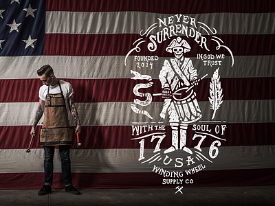 Never Surrender 1776 american design by diamond hand type lettering nicholas damico typography usa vintage