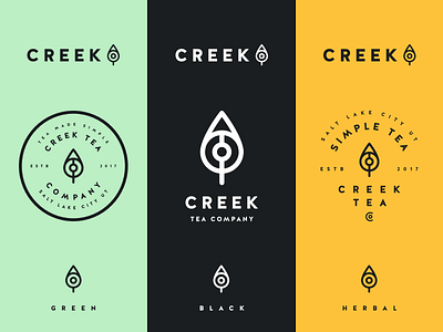 Creek Tea Logo/Color Exploration black brand creek green herbal kettle mark tea
