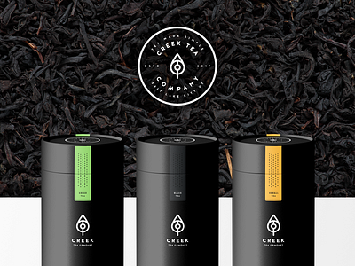 Creek Tea Co branding badge black brand branding creek tea co design by diamond icon kettle logo mark tea