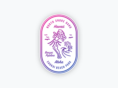 Banzai Pipeline aloha badge design hawaii hula illustration surf