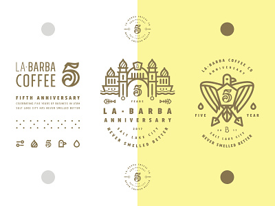 La Barba 5 Year Brand Elements 5 bird brand coffee gold logo yellow