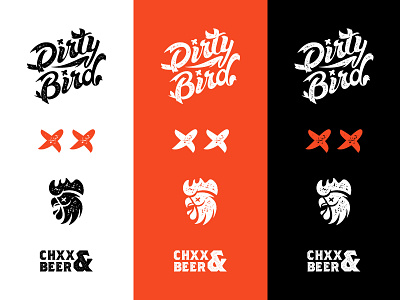 Dirtybird textured elements beer bird brand branding chicken designbydiamond logo mark red x