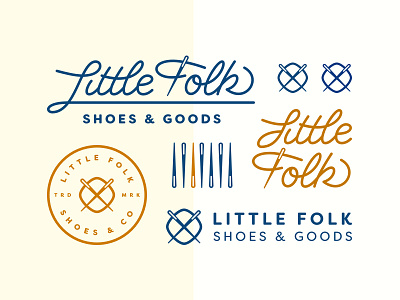 Little Folk Shoes - Logo & Marks blue branding designbydiamond little logo needle script thread